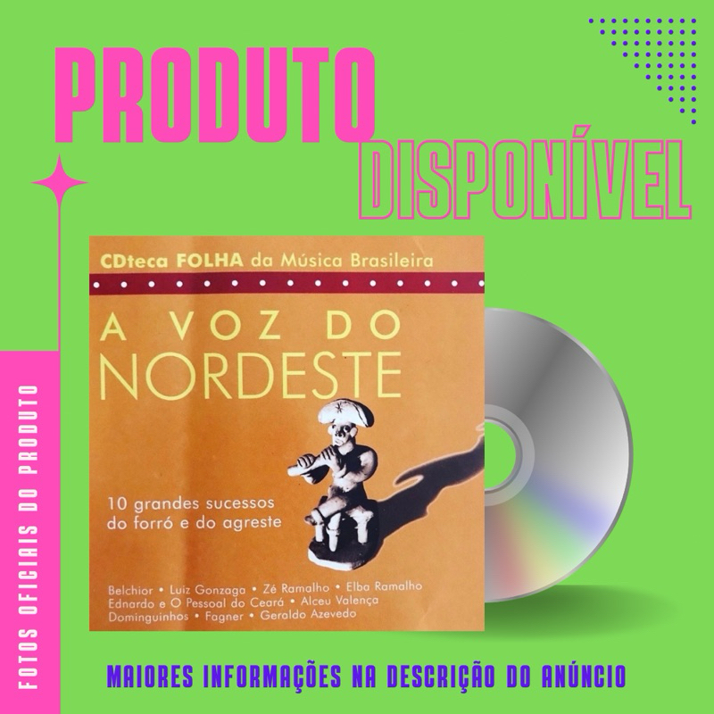CD CDTECA FOLHA DA MÚSICA BRASILEIRA - A VOZ DO NORDESTE - Belchior, Luiz Gonzaga, Zé Ramalho, Elba Ramalho