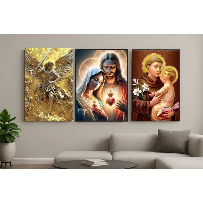 quadro decorativo são miguel arcanjo sagrada familia virgem maria santo antônio sagrado coração de jesus religioso fé