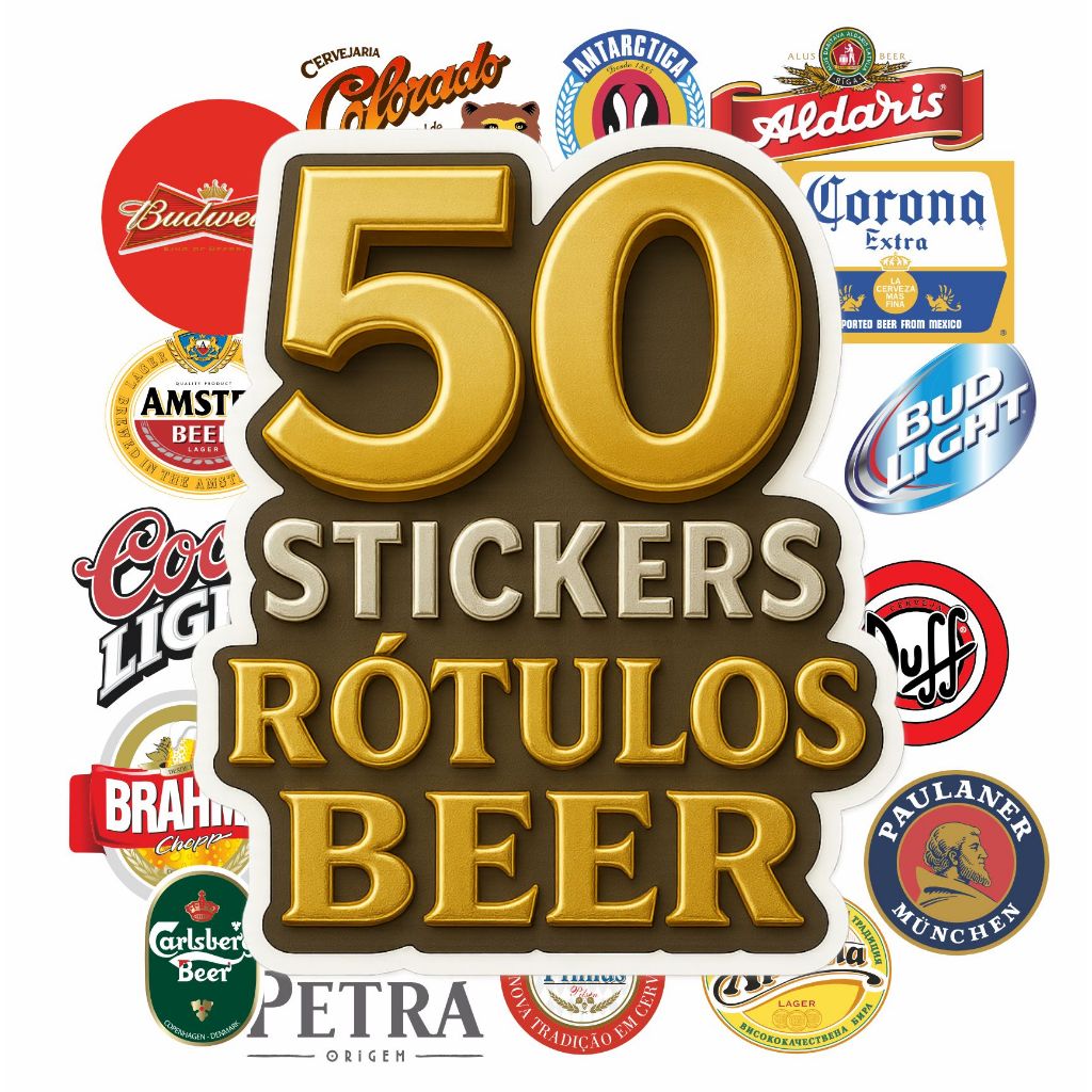 Kit 50 Adesivos Stickers Rotulos de Cerveja Vintage | Decoração de Bar Pub Cervejeiro Retro