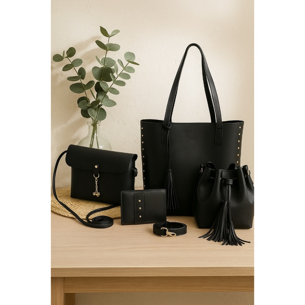 Kit de Bolsa Feminina 4 Peças Bolsas Transversal Tira colo