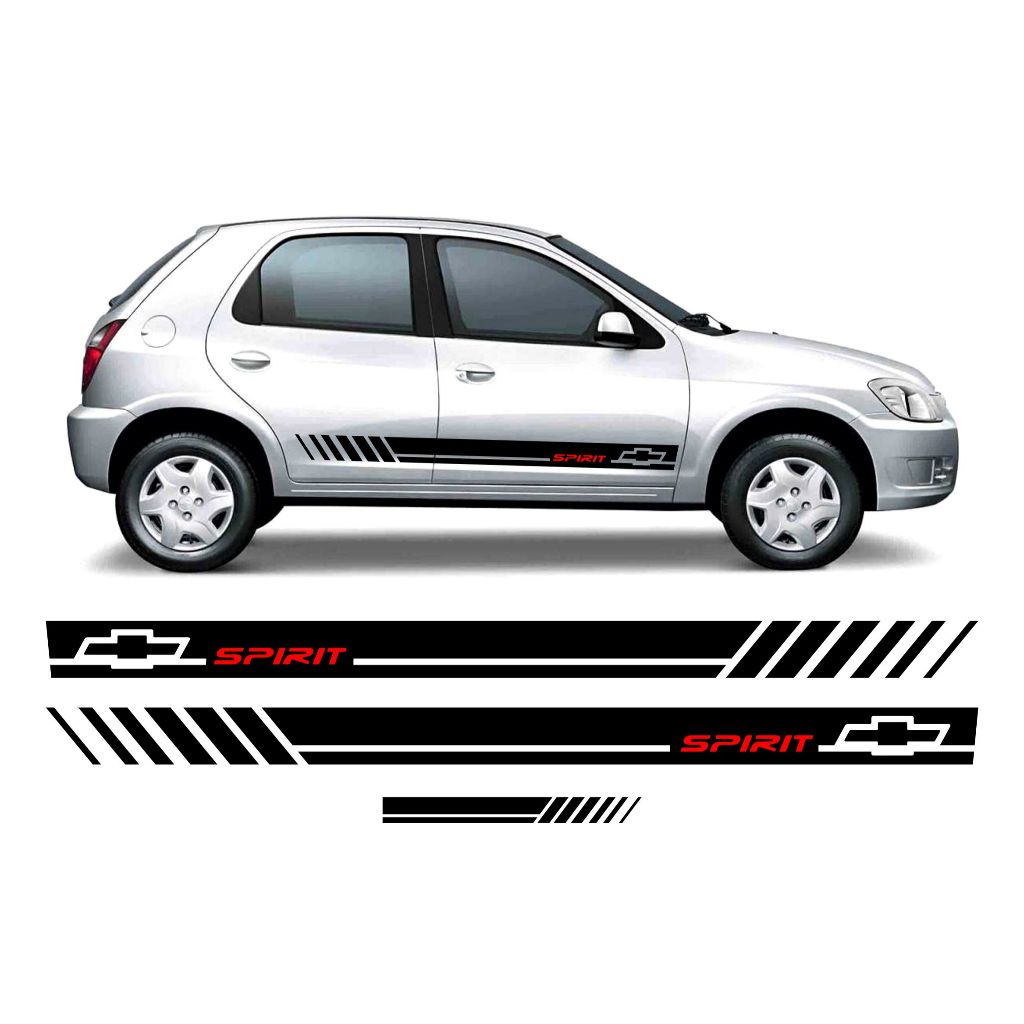 Adesivos CELTA SPIRIT KIT Faixas Lateral e Traseira Acessórios Automótivos Tuning Personalizado CH136