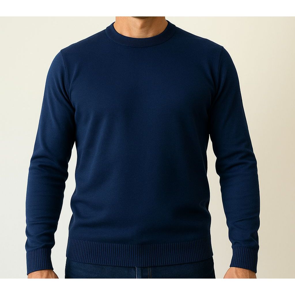 Blusa Masculina Lisa de Frio Suéter de Tricot Inverno Gola Redonda Básica Tam. M G GG