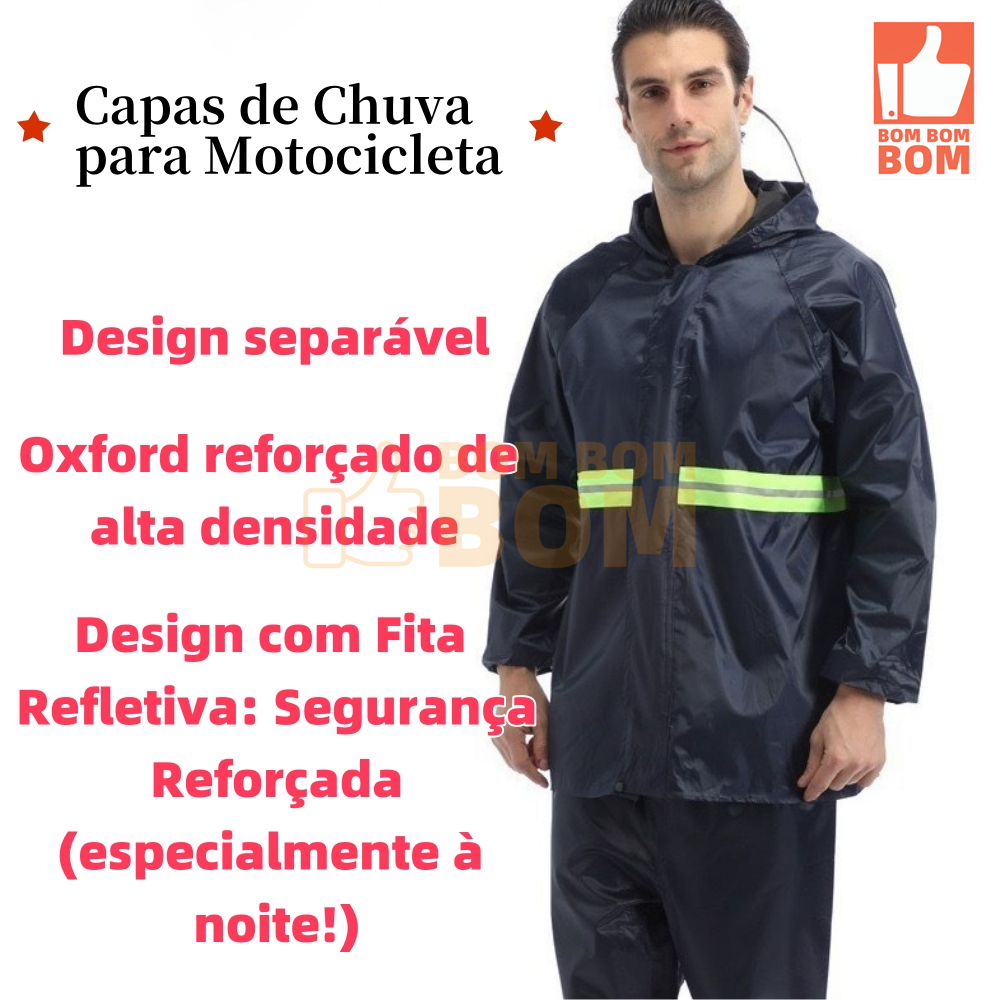 Conjunto de Capas de Chuva para Moto com Fita Refletiva Premium | Segurança Noturna Garantida
