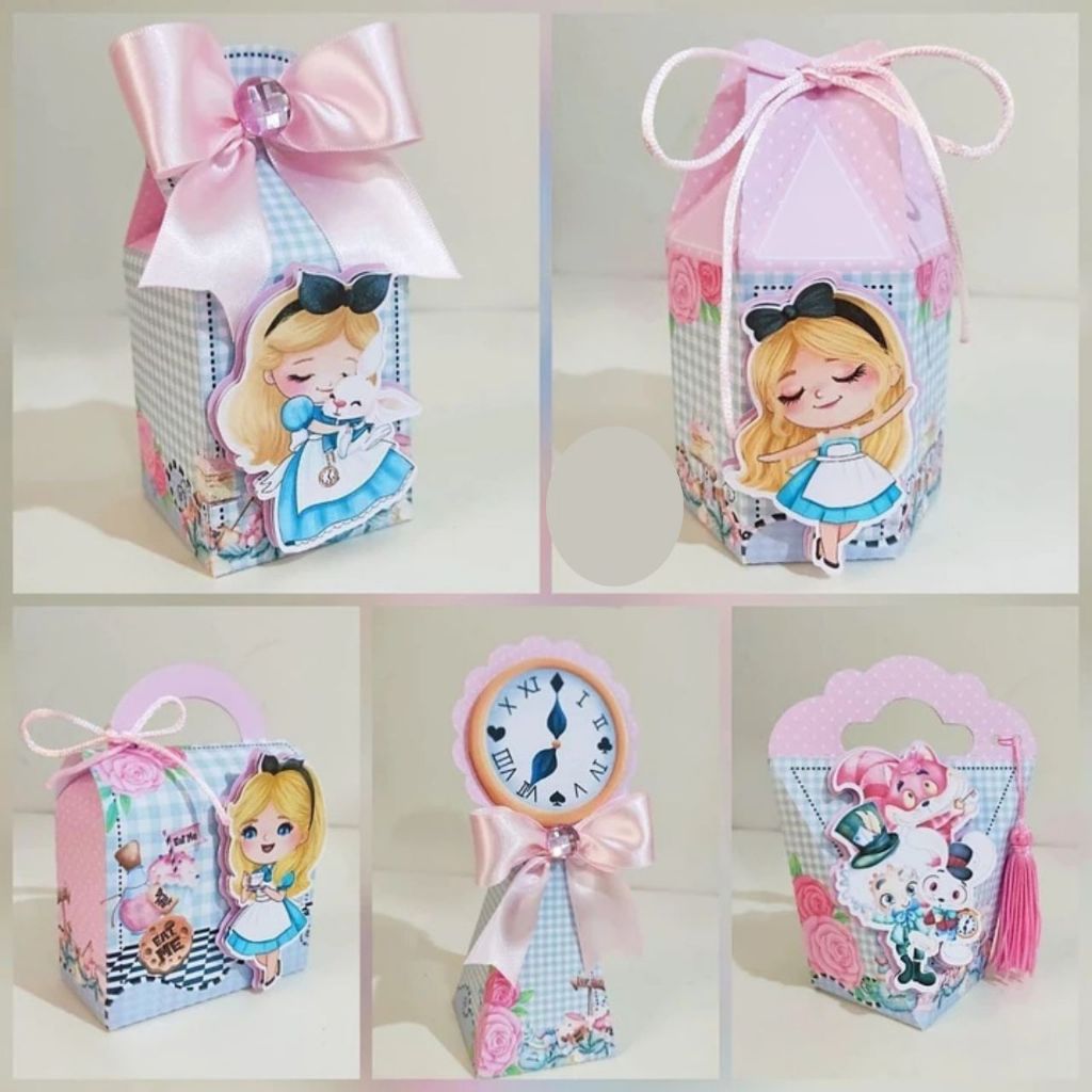 CAIXINHA PERSONALIZADA ALICE NO PAIS DAS MARAVILHAS CUT PEGUE E MONTE LEMBRANCINHAS FESTAS