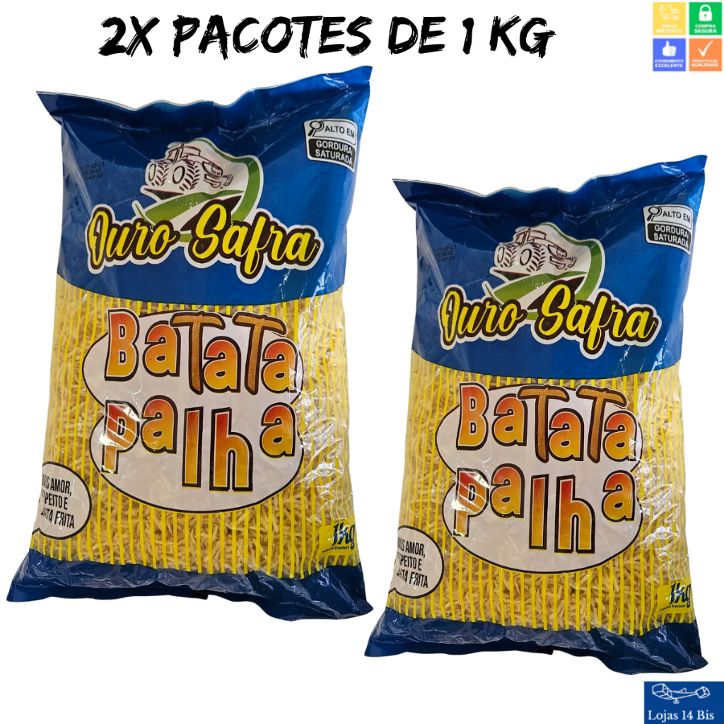 2 Kg Batata Palha Ouro Safra Sequinha Crocante Fresquinha Sem Glúten Sul de Minas