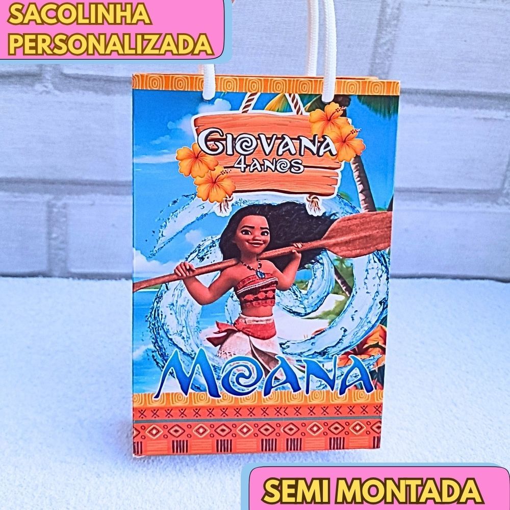 20 Sacolinha Personalizada MOANA - JÁ VAI MONTADA lembrancinha aniversário
