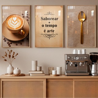 Quadro Decorativos Trio Café Xícara Amor Frase Moderno para Cafeteria Área Gourmet Cozinha em Oferta na Shopee