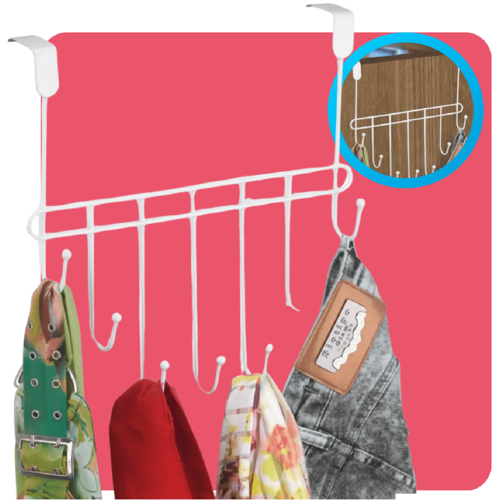 Cabide De Porta 7 Ganchos para Roupas Calça Camiseta Camisa Emborrachado Encaixe Porta Arthi em Oferta na Shopee
