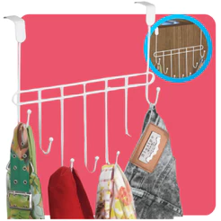 Cabide De Porta 7 Ganchos para Roupas Calça Camiseta Camisa Emborrachado Encaixe Porta Arthi