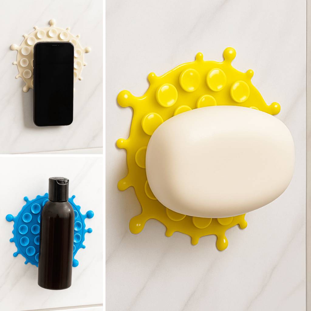 VENTOSA MULTIUSO SABONETEIRA SUPORTE CELULAR PORTA SHAMPOO CONDICONADOR BANHEIRO E COZINHA em Oferta na Shopee