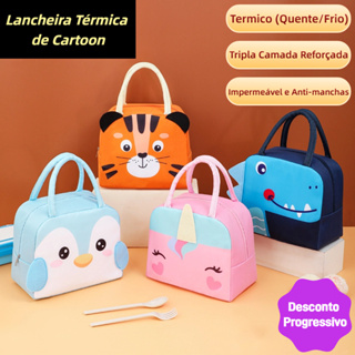 Bolsas Térmicas Infantis Lancheira Escolar e Marmita com Estampas Animais 3D em Oferta na Shopee
