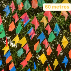 10 ~60 METROS BANDEIRINHA FESTA JUNINA DE PLASTICO GRANDE 20X29 CM FESTA JUNINA 2025 (CHOCO)