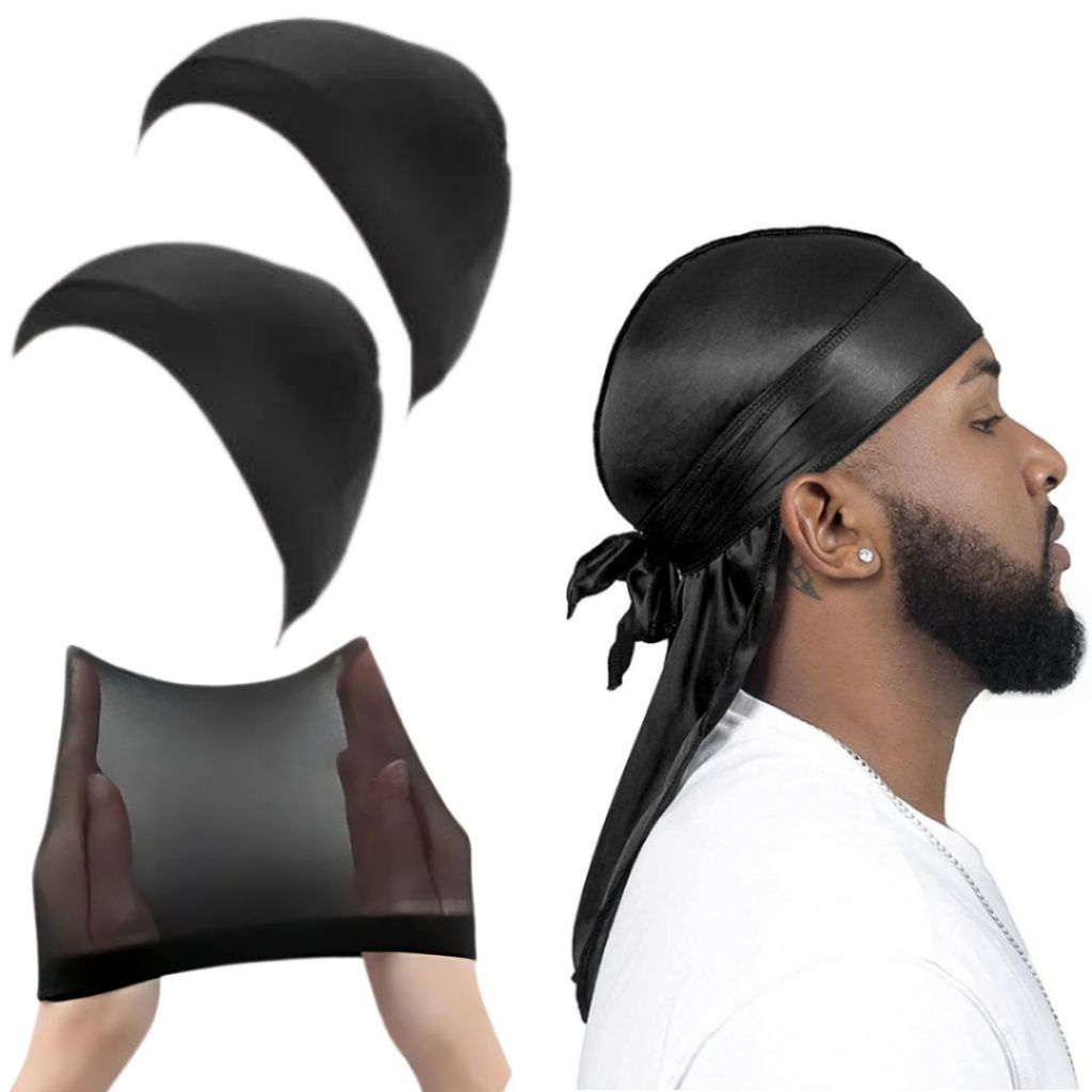 kit 2 Wave cap + 1 Bandana Durag Dureg Touca Waves Dread Trap Rap Cores bandana hip.