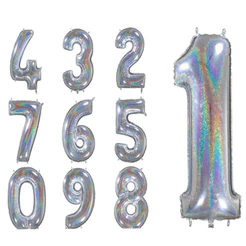 Kit 2 Números Metalizados 70CM Balões Nacarados Prata Brilhosos Para Festas Decorações Aniversários