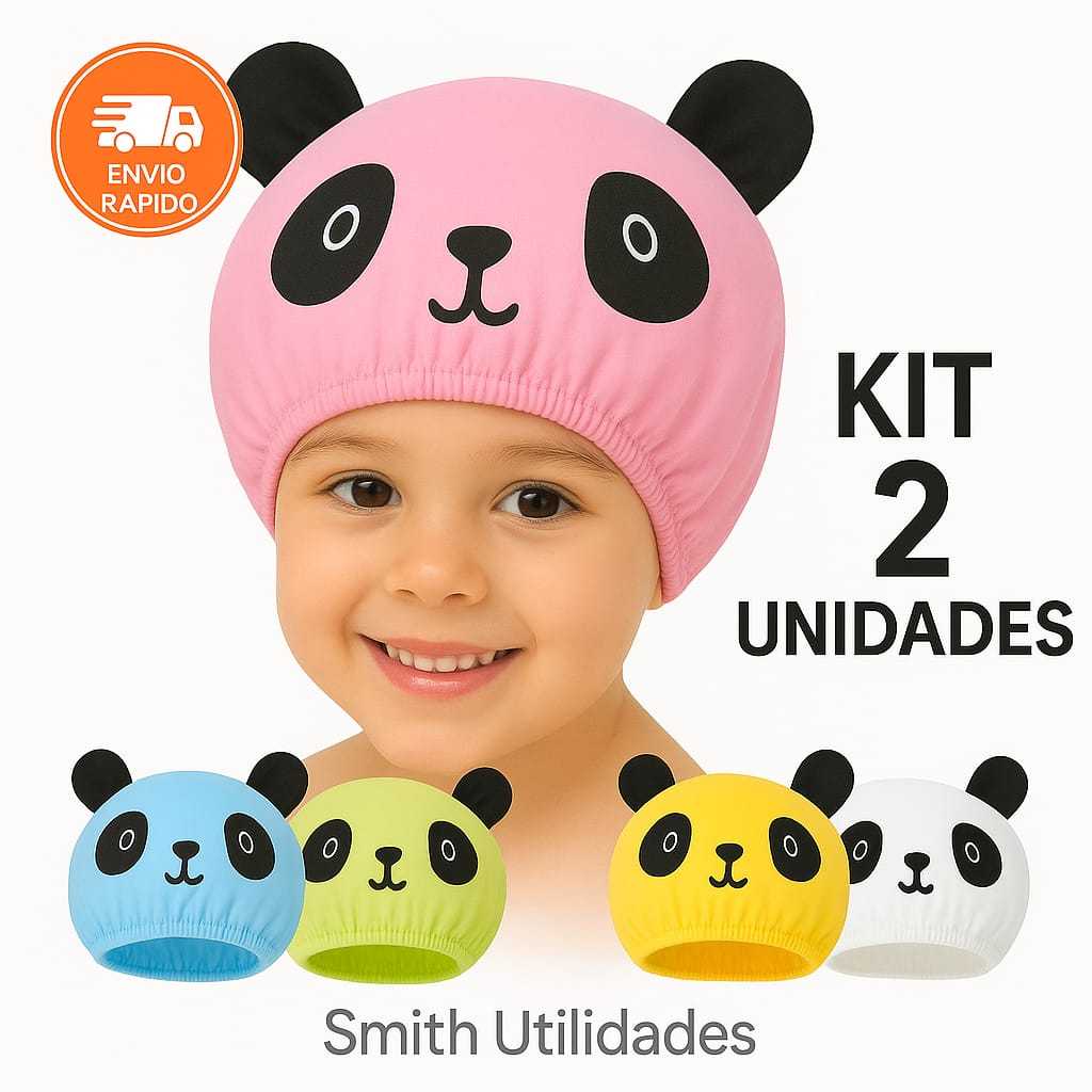 Kit 2 Toucas de Banho Infantil Impermeáveis – Menina e Menino 3 a 10 Anos
