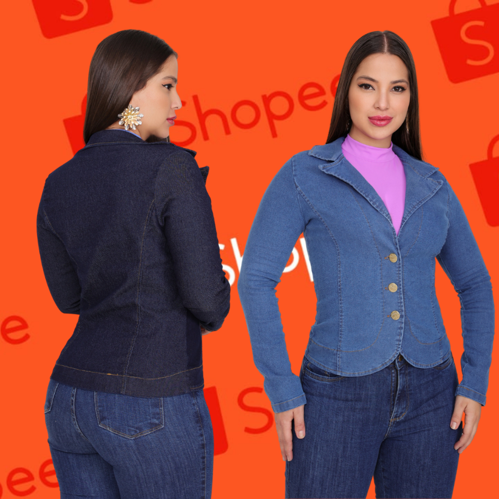 jaqueta jeans casual, jaqueta feminina estilo blazer, casaquinho feminino jeans, suéter feminino
