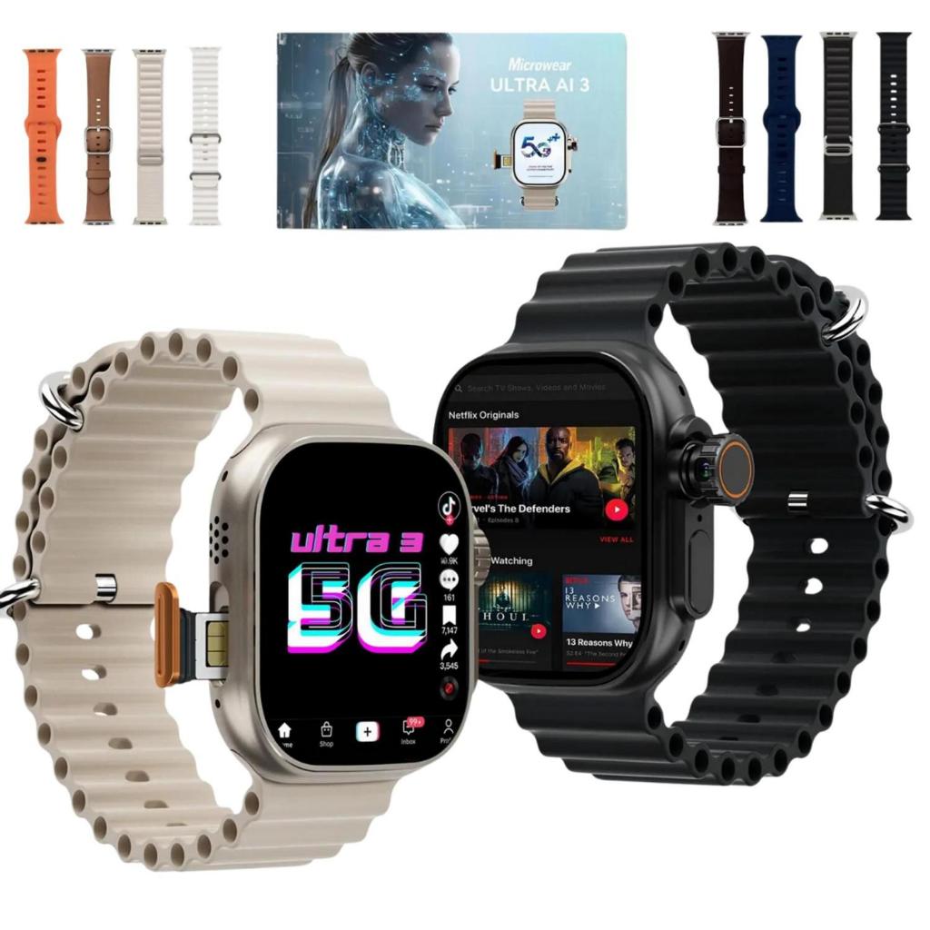 Smartwatch Ultra 3 Ai 5G 2/16GB Amoled Com Chip Android Camera Wifi