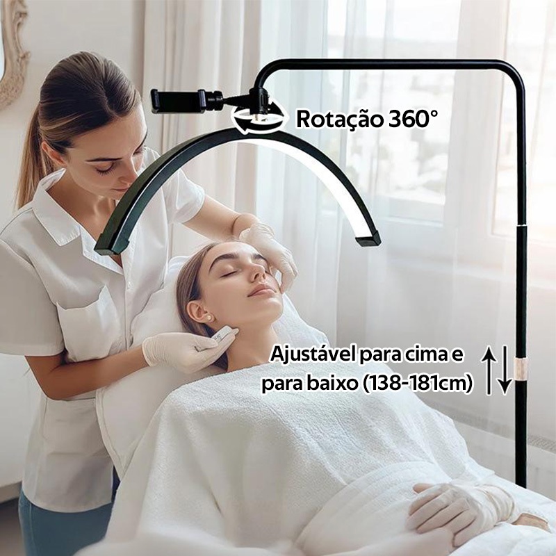 Luminária Arco para Estética 3 Cores - Iluminação Profissional para Limpeza de Pele, SPA e Salão-F16