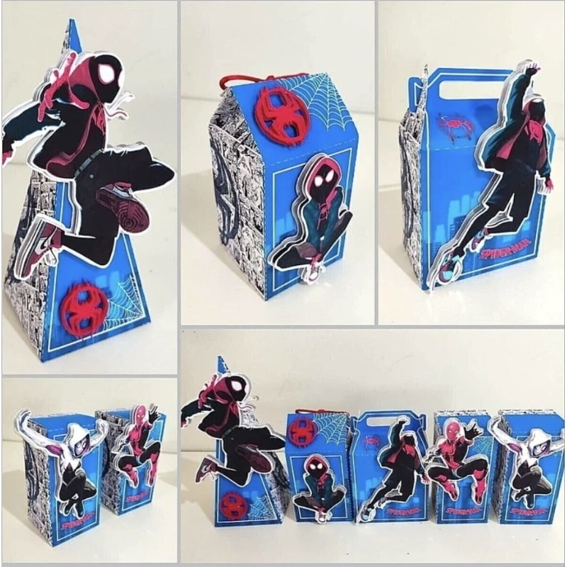 KIT Festa PEGUE E MONTE   Homem ARANHA no aranhaverso  Lembrancinhas Caixinhas Personalizadas