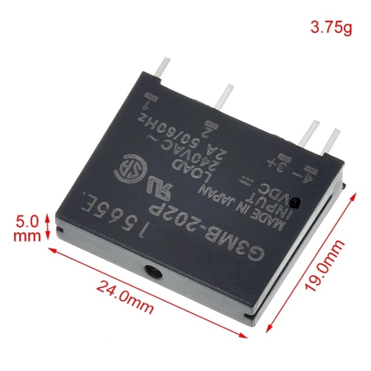 Relé Estado solido G3MB-202P G3MB 202P DC-AC PCB SSR In 5V 12V 24V DC Out 240V AC 2A
