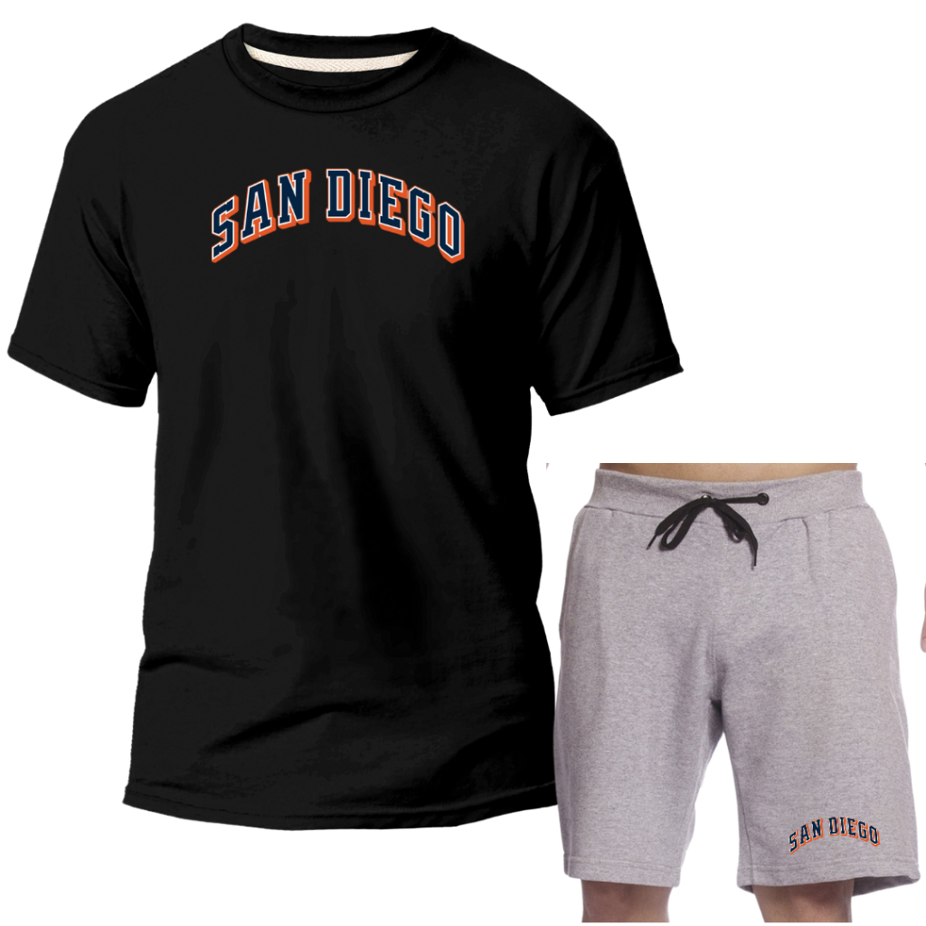 Kit Conjunto Masculino San Diego Estampado Camisa e Short Moletinho 2025 Lançamento