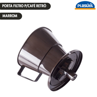 Porta Filtro p/ Café Retrô Marrom Plasútil em Oferta na Shopee