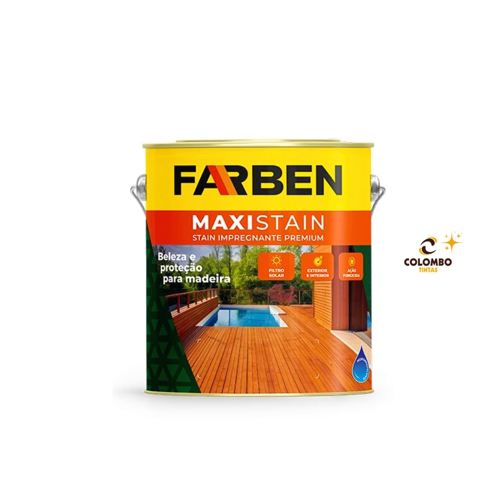 Verniz Maxi Stain Farben 3,6L – Com Ação Fungicida, Inseticida e Hidrorrepelente