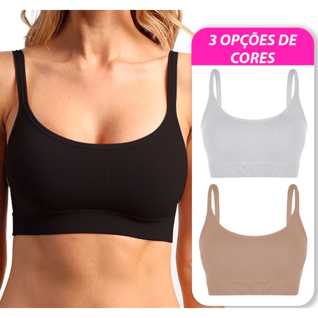 Top Fitness Lupo Alta Sustentação Soutien Sutiã Sem Bojo Sem Costura Microfibra Confortáve...