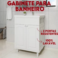 Gabinete Plástico Gab Max Gabinete Para Banheiro Com Cuba Fácil Montagem Astra