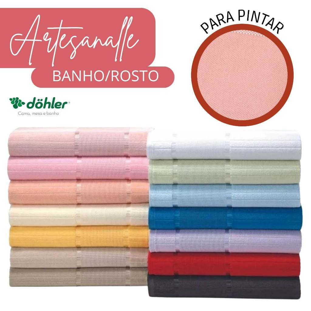 Toalha De Banho Rosto Para Pintar Artesanalle Dohler Aveludada