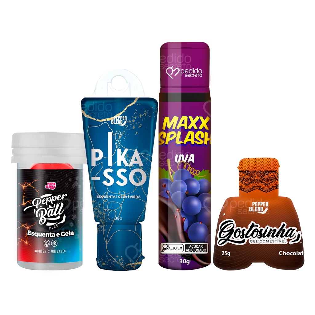 Kit 4 Produtos Pikasso Prolongado Bolinhas Gel Íntimo Beijável Preliminares Pedido Secreto Sex Shop em Oferta na Shopee