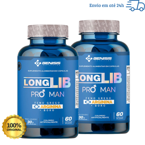 Kit 2x Longlib Pro Man Feno Grego + Arginina + Boro 120 Cáps - Genisis Nutrition