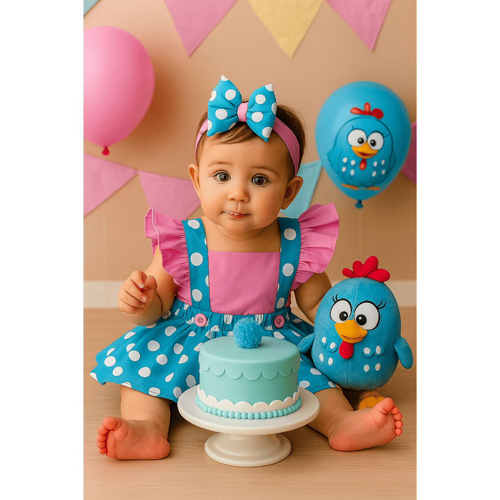 Jardineira Romper Saia Body Salopete Infantil Menina Galinha Pintadinha Bebe Fantasia Mesversario em Oferta na Shopee