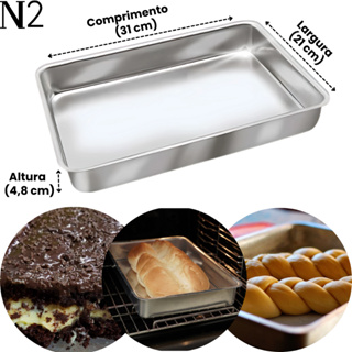 Forma Assadeira Retangular Aluminio Resistente Alta Nº2 - Tabuleiro Bolo Assado Doces Premium em Oferta na Shopee