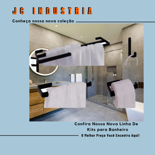 Kit Acessórios Para Banheiro Suporte Duplo Preto 4 Peças em Oferta na Shopee