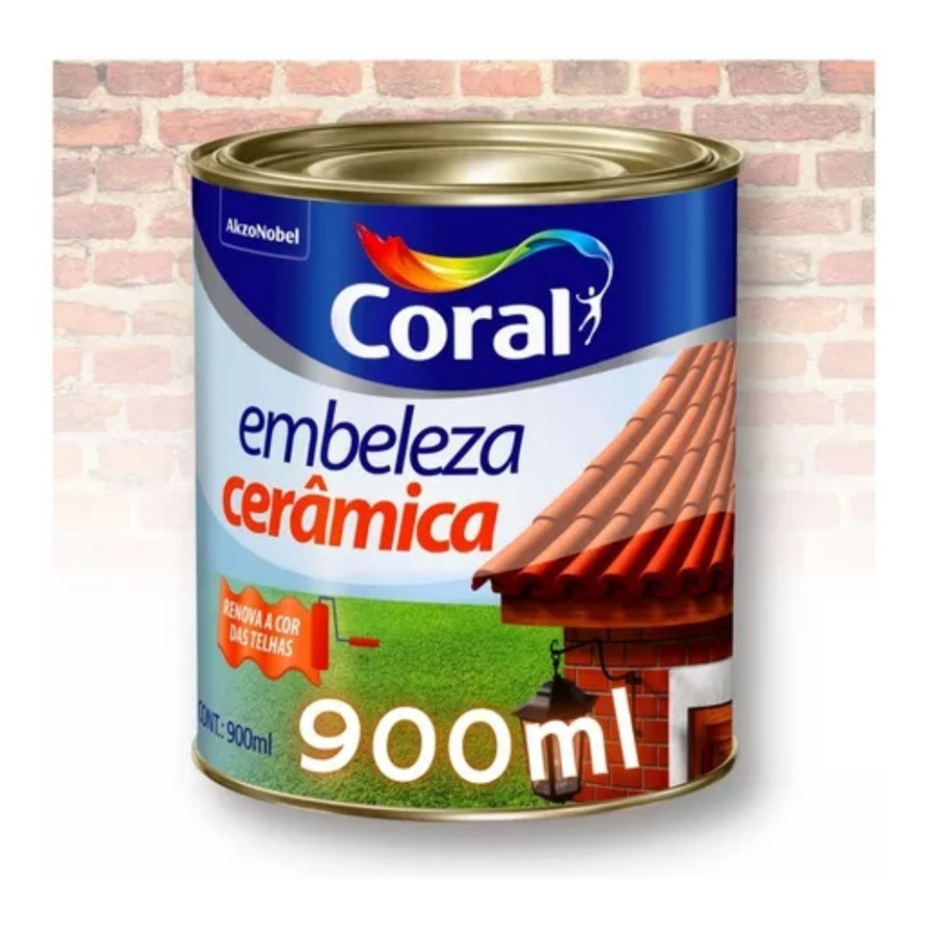 Tinta Esmalte Embeleza Cerâmica Para Telhas e Tijolos 900ml Coral em Oferta na Shopee