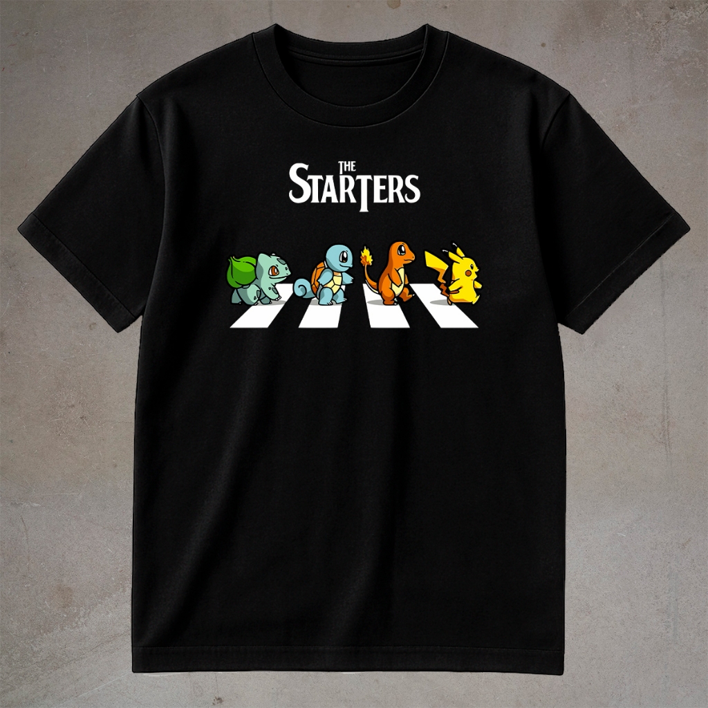 Camiseta Pokemon Masculina 100% Algodão Camisa The Starters Pikachu Charmander Squirtle