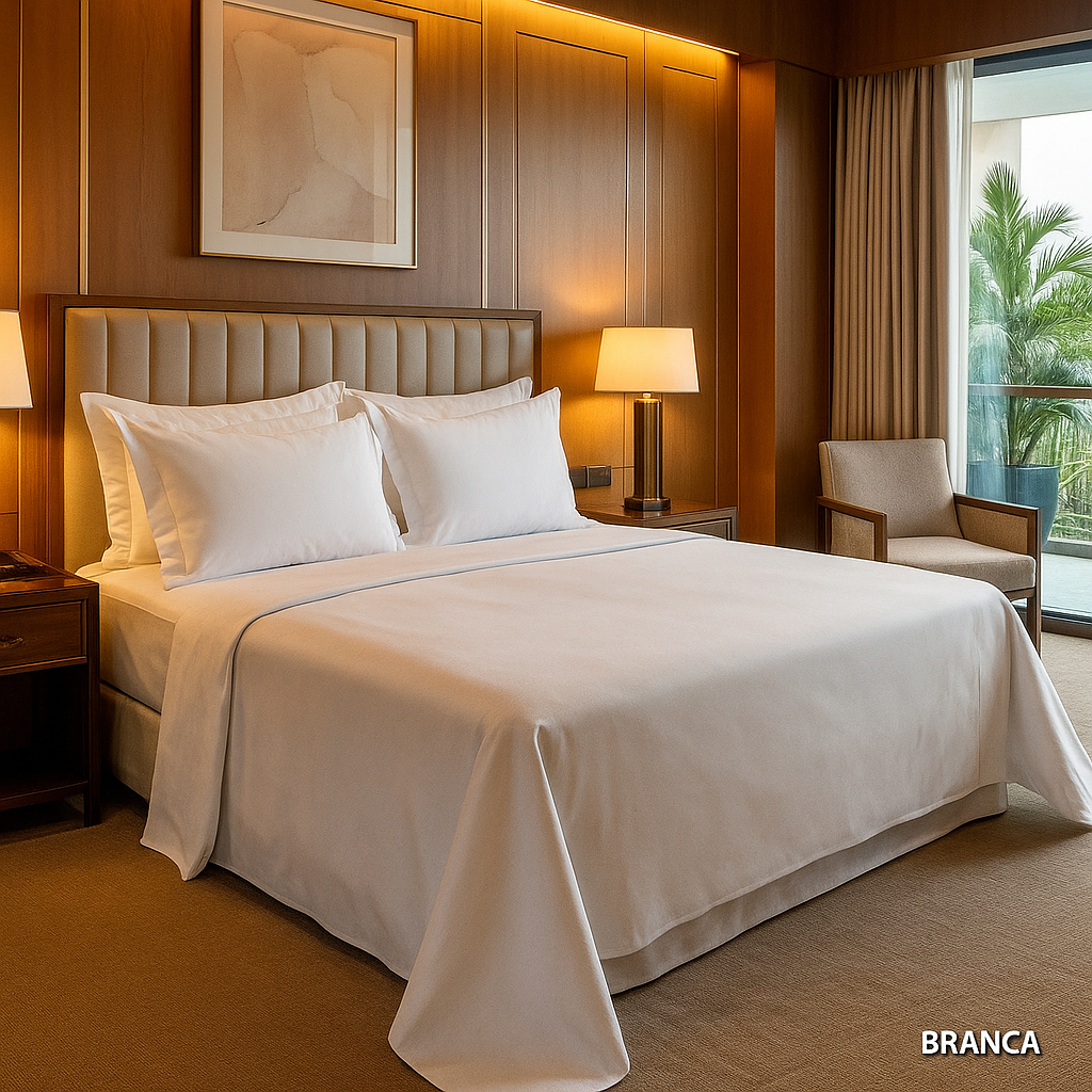 Kit 10 Lençóis Casal Branco Madri 3 Peças Percal Flex 400 fios Luxo Hotelaria, Hospitais e Pousadas