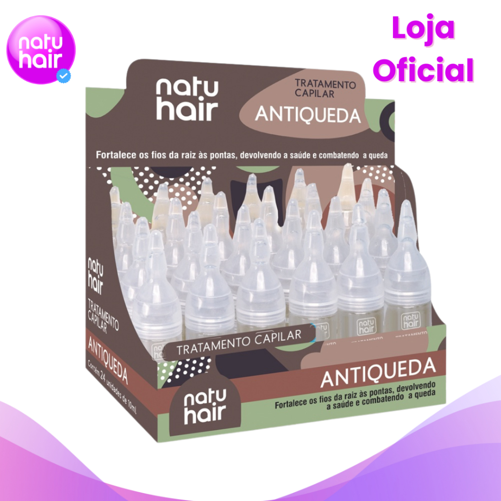Kit 12 Ampolas de Tratamento Capilar Antiqueda Natuhair 10ml - CONTÉM 12 UNIDADES - Marrom em Oferta na Shopee