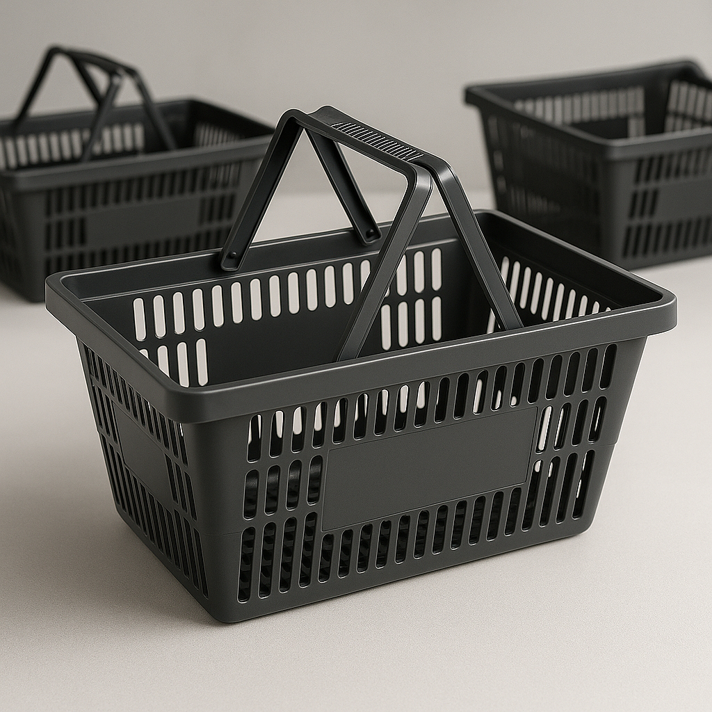 KIT 10 Cestinhas Cesta de Supermercado Plástica Preta 16L Envio Imediato Alça Reforçada Ideal para Lojas, Mercados em Oferta na Shopee