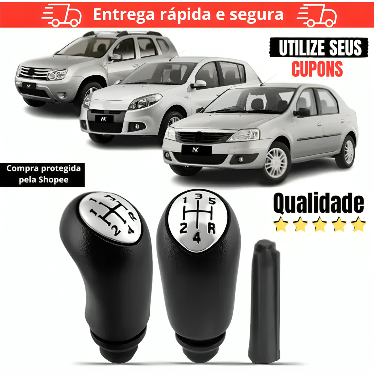 Bola Manopla De Cambio Logan Sandero 2008 2009 2010 2011 2012 2013 2014 2015 2016 2017 2018 2019 Duster Cromado em Oferta na Shopee