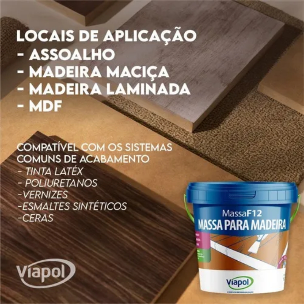 MASSA PARA MADEIRA F12 400G CORES VARIADAS VIAPOL em Oferta na Shopee