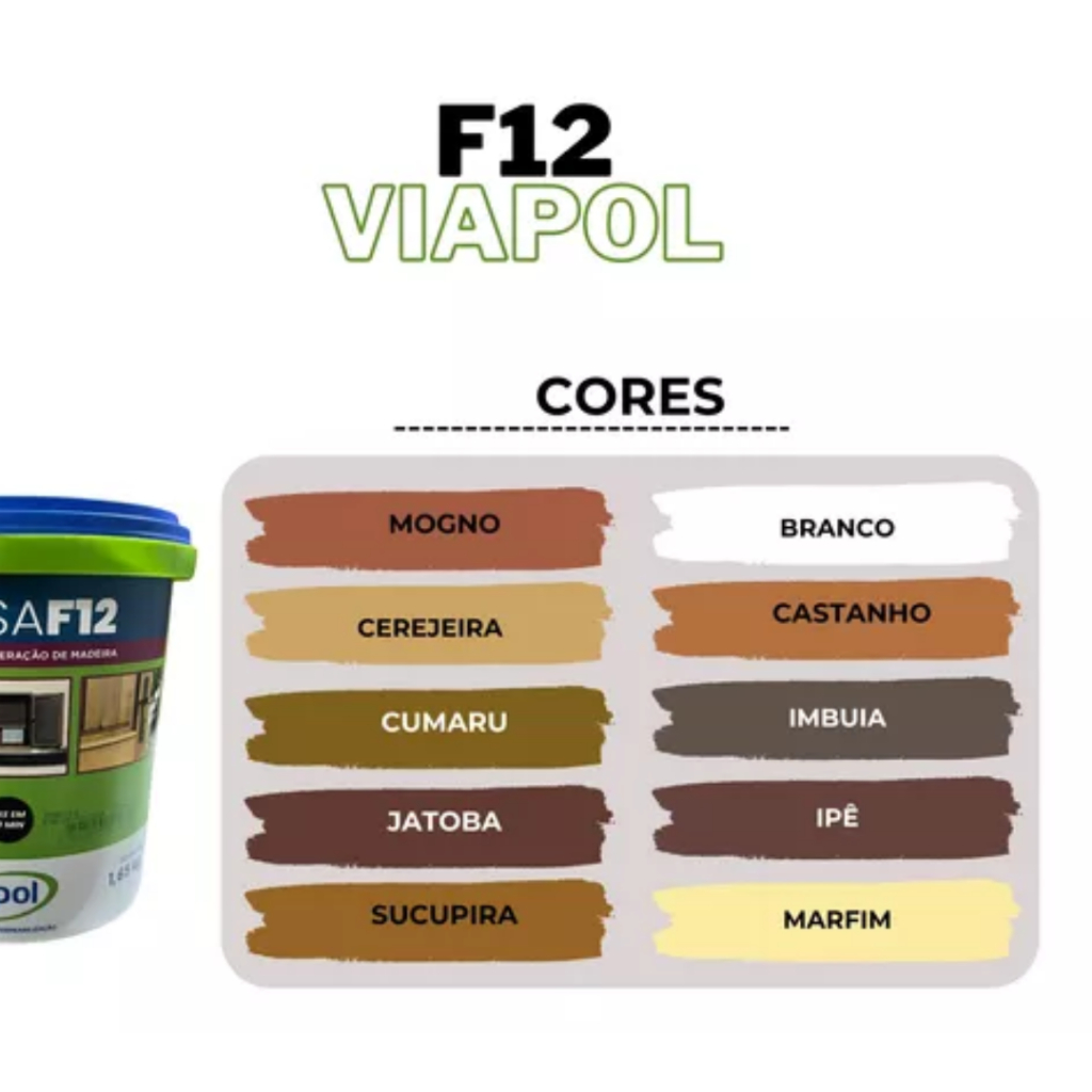 MASSA PARA MADEIRA F12 400G CORES VARIADAS VIAPOL