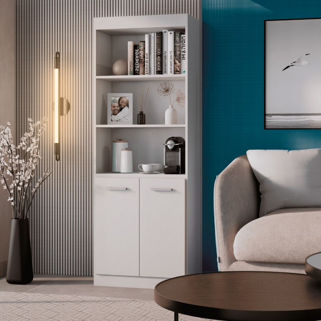 Armário Bonatto 2 Portas 5 Prateleiras Perfeito Para Organização da Sala, Quarto ou Escritório - Home & Living