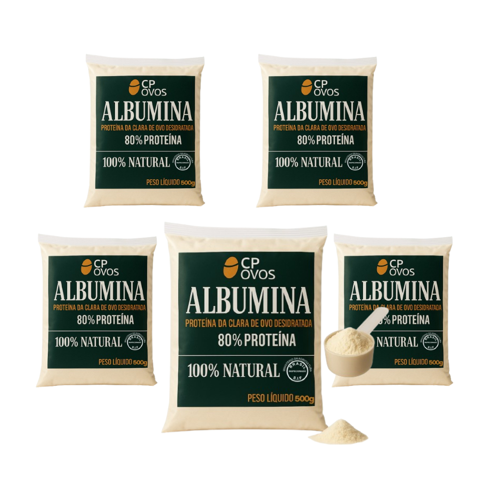 Albumina Pura CP Ovos 2,5kg – 80% Proteína Suplemento em Pó para Ganho de Massa Muscular e Recuperação
