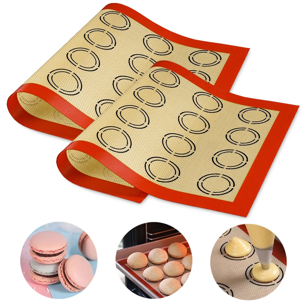 Imagem Tapete Silicone Fibra De Vidro Antiaderente Culinário Assar Biscoitos Macarons Forno Freezer