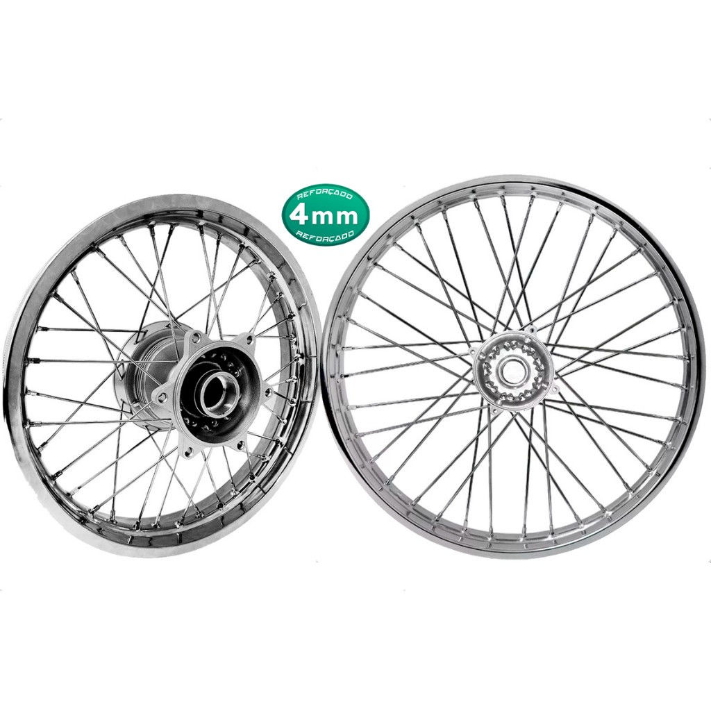 Par Roda Calha Jante Crf 230 Montada E Alinhada Raios 4mm
