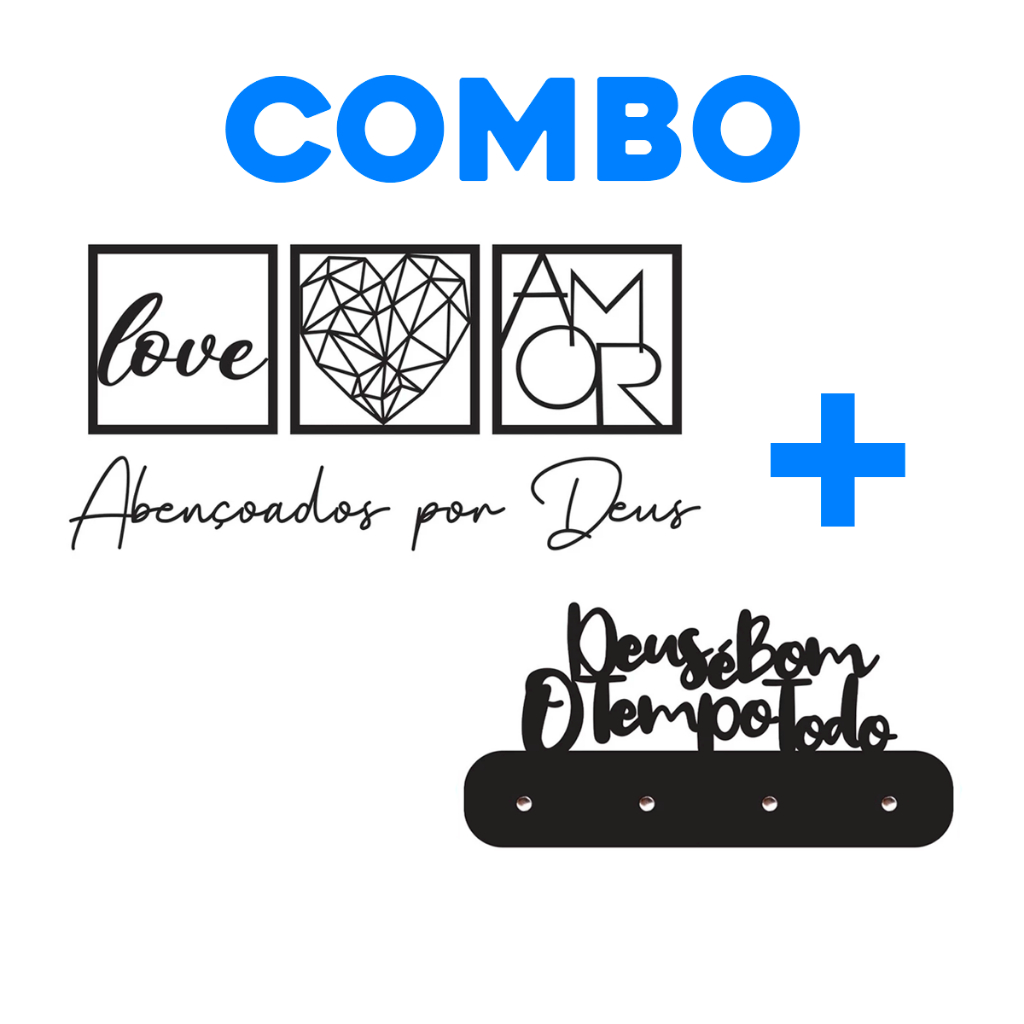 Combo Kit Abençoados por Deus + Porta Chaves Deus é Bom o Tempo Todo, Decoração para Quarto e Sala em MDF Preto em Oferta na Shopee