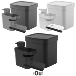 Kit Lixeira 4,7 Litros Dispenser e Rodinho de Pia Ou
