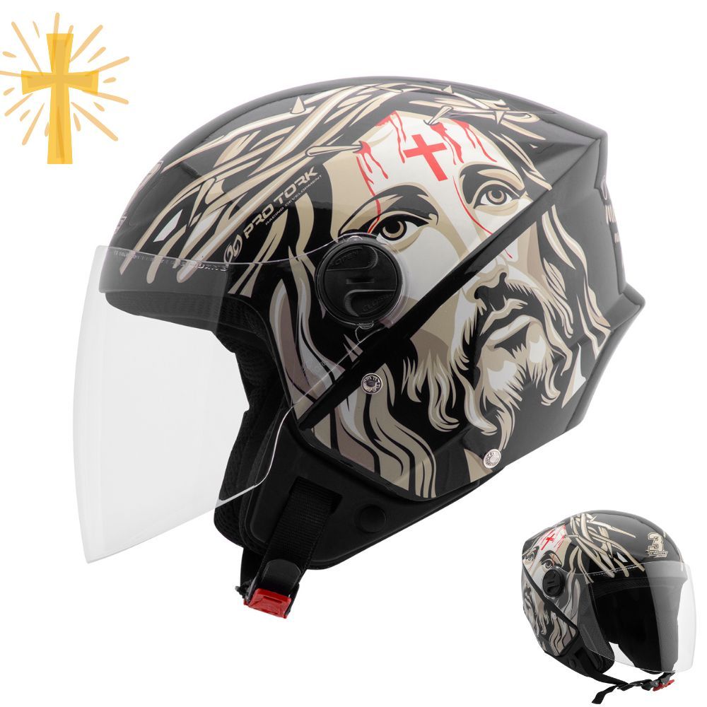 Capacete Aberto Jesus Cristo Feminino Masculino Pro Tork New Liberty Three Cristão Religioso em Oferta na Shopee